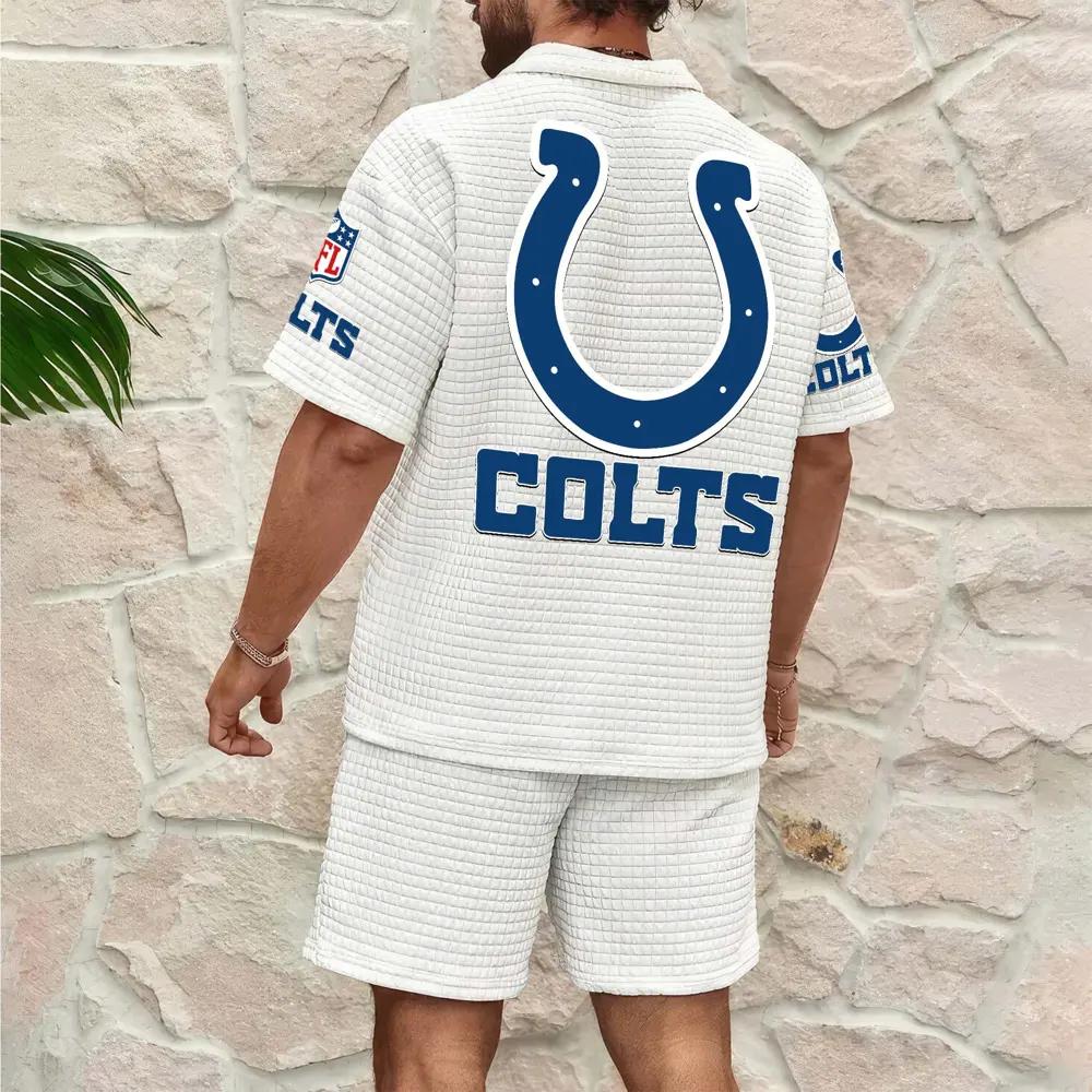 Indianapolis Colts Men’s Waffle Pattern Half Zipper Shirt And Shorts AZBT2DWSS000087