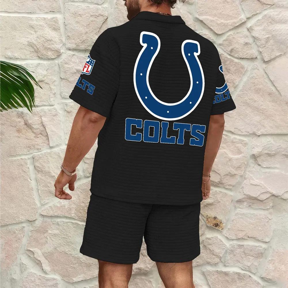 Indianapolis Colts Men’s Waffle Pattern Half Zipper Shirt And Shorts AZBT2DWSS000087