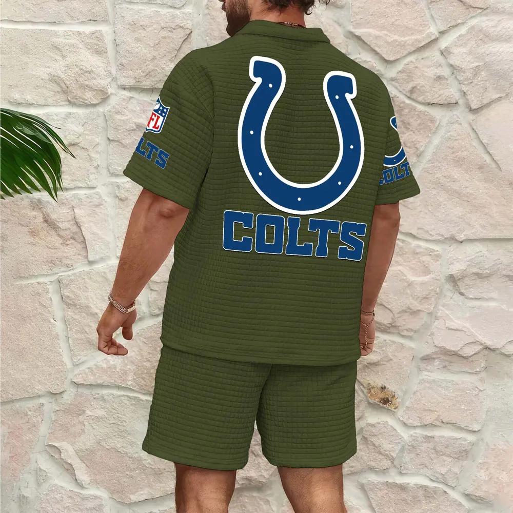 Indianapolis Colts Men’s Waffle Pattern Half Zipper Shirt And Shorts AZBT2DWSS000087