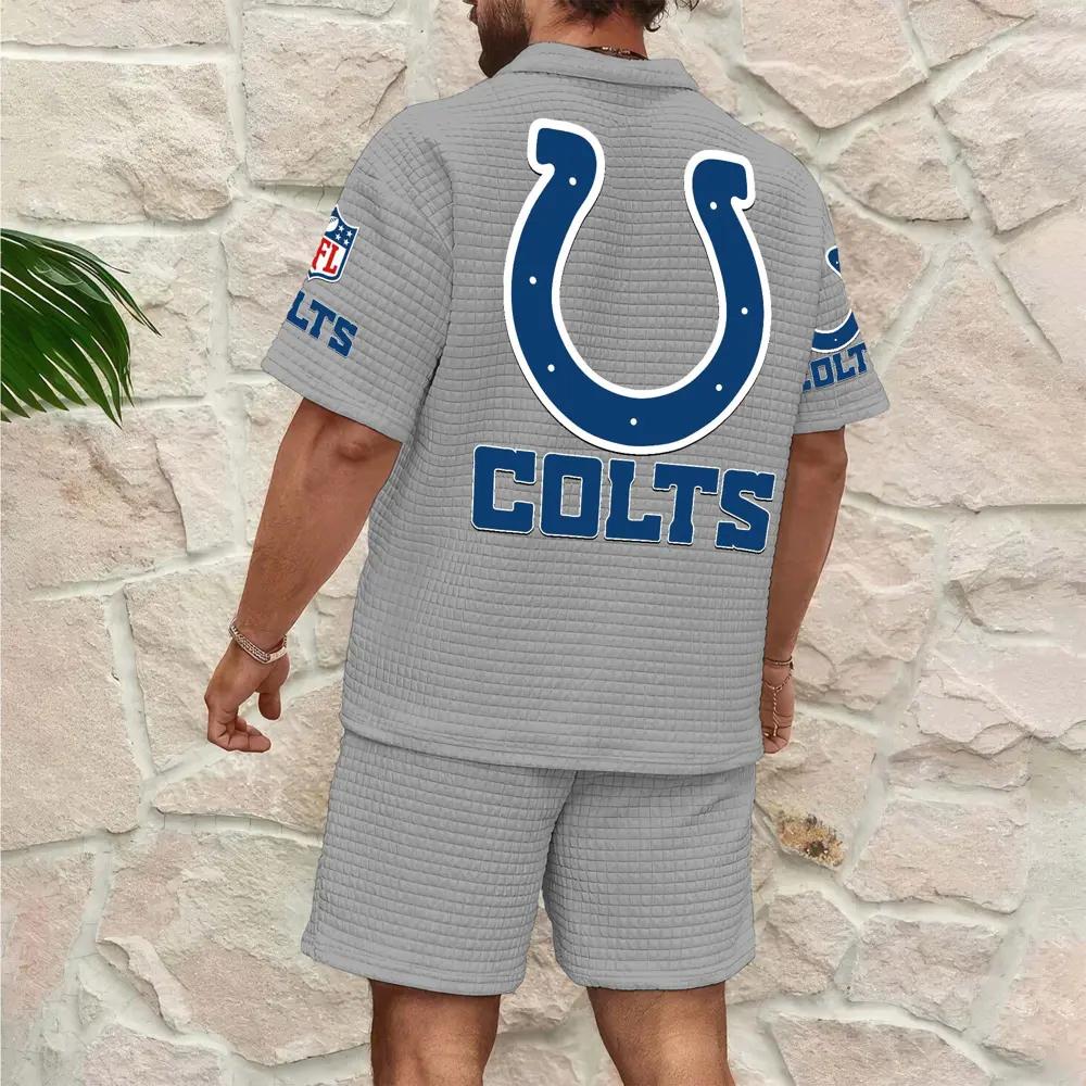 Indianapolis Colts Men’s Waffle Pattern Half Zipper Shirt And Shorts AZBT2DWSS000087