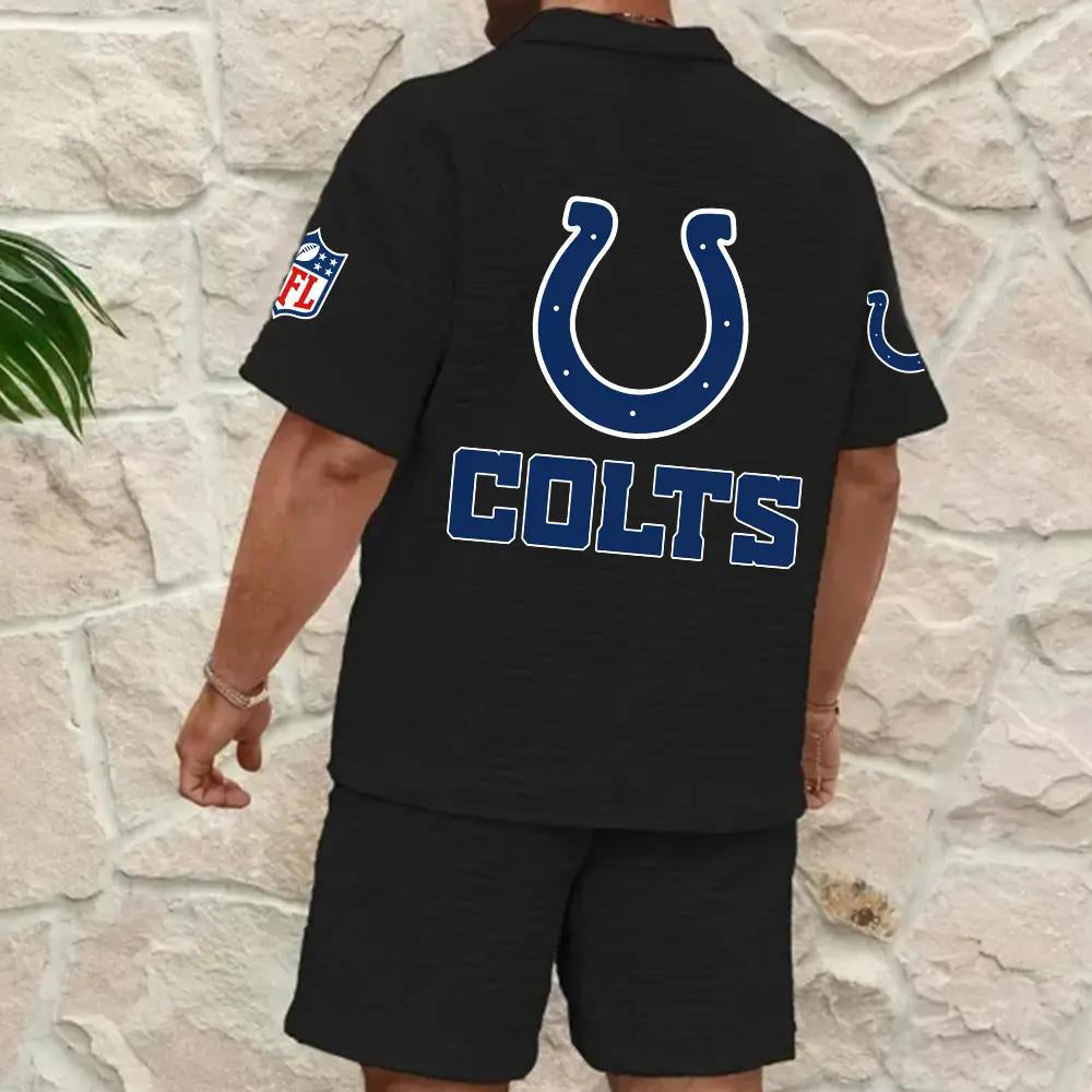 Indianapolis Colts Men’s Waffle Pattern Half Zipper Shirt And Shorts AZBT2DWSS000089