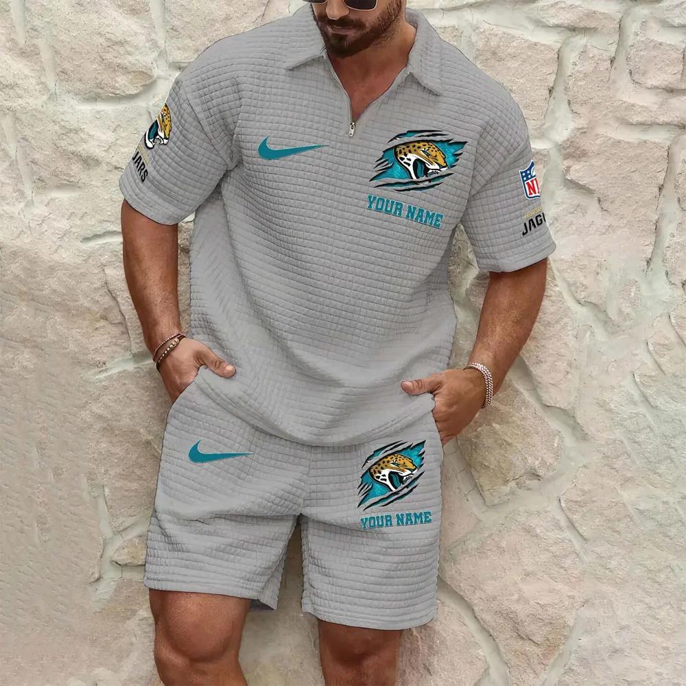 Jacksonville Jaguars Men’s Waffle Pattern Half Zipper Shirt And Shorts AZBT2DWSS000091