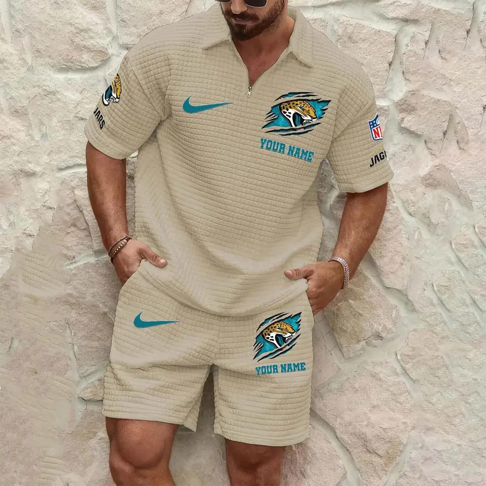 Jacksonville Jaguars Men’s Waffle Pattern Half Zipper Shirt And Shorts AZBT2DWSS000091