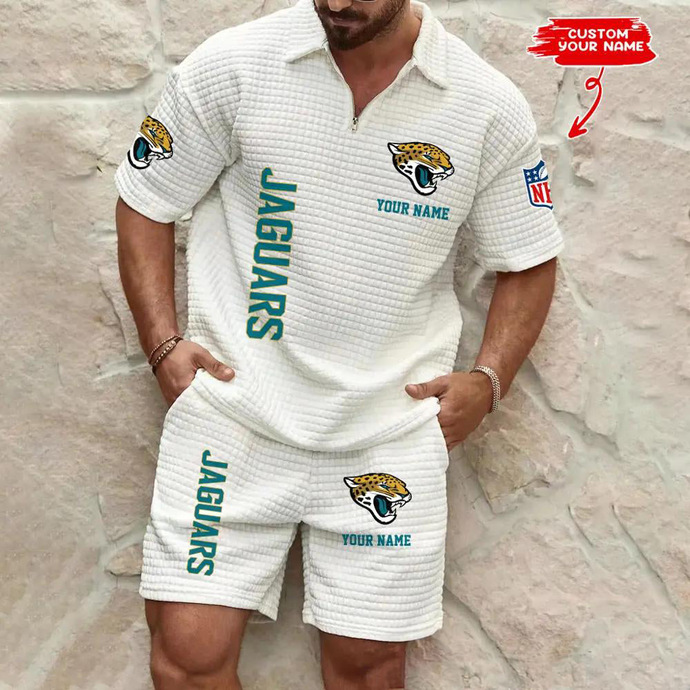 Jacksonville Jaguars Men’s Waffle Pattern Half Zipper Shirt And Shorts AZBT2DWSS000092