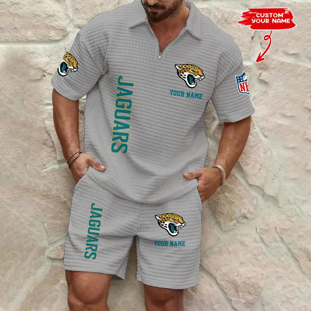 Jacksonville Jaguars Men’s Waffle Pattern Half Zipper Shirt And Shorts AZBT2DWSS000092