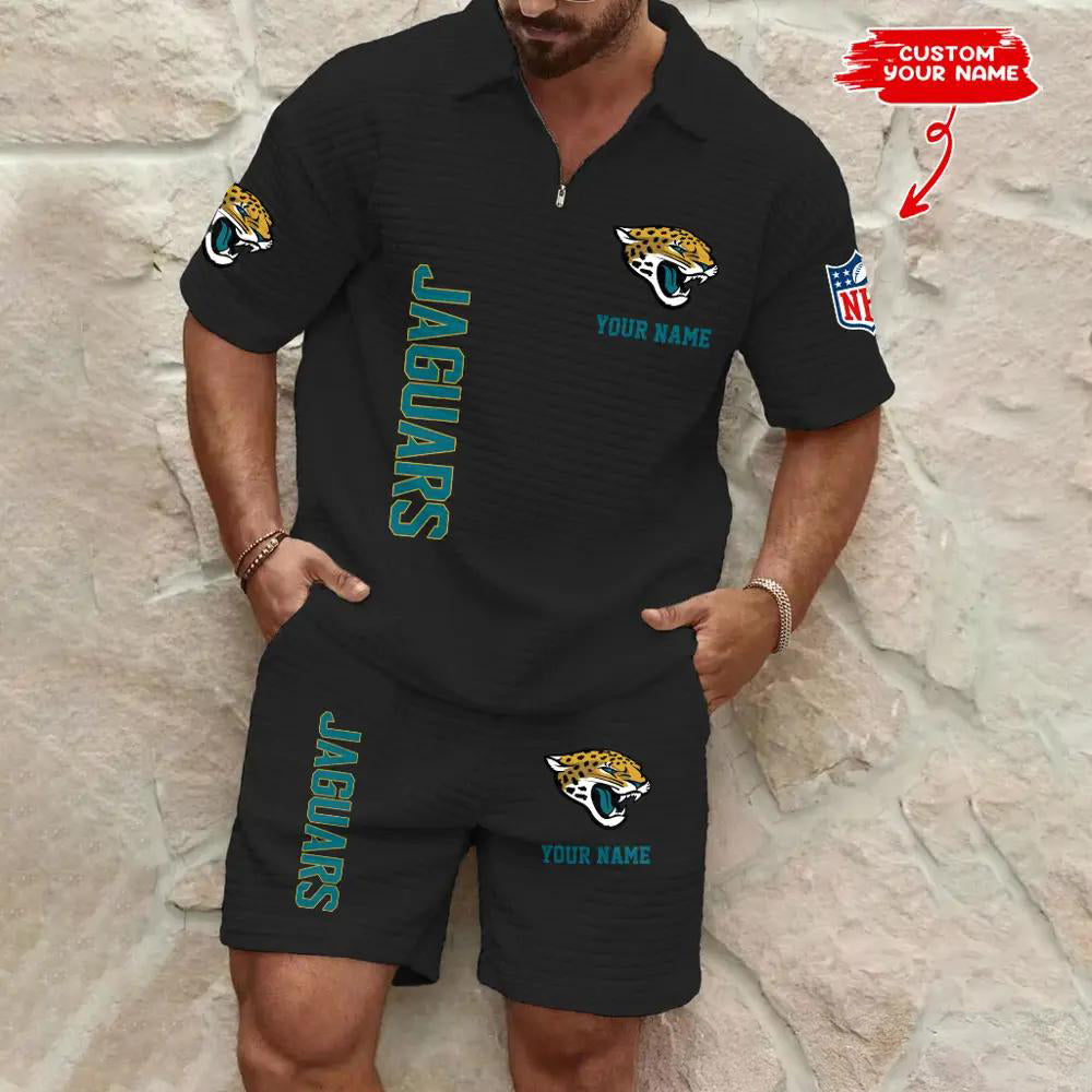 Jacksonville Jaguars Men’s Waffle Pattern Half Zipper Shirt And Shorts AZBT2DWSS000092