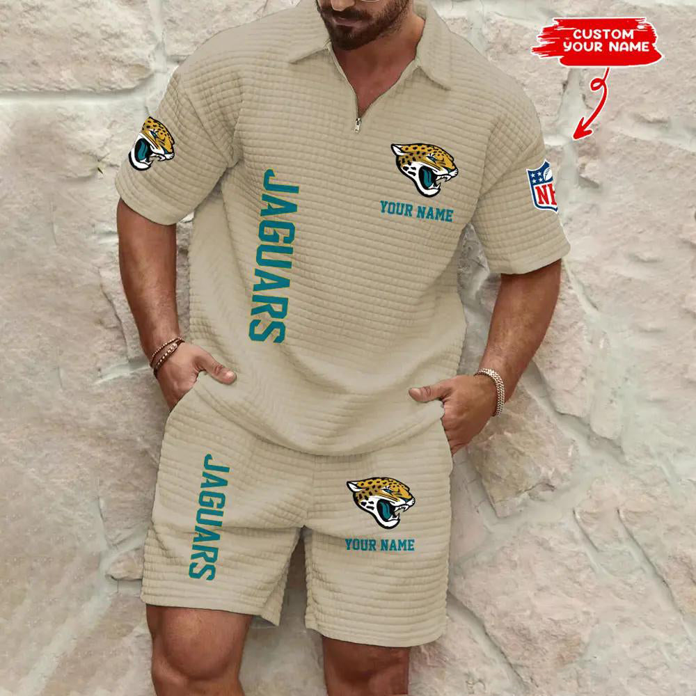 Jacksonville Jaguars Men’s Waffle Pattern Half Zipper Shirt And Shorts AZBT2DWSS000092