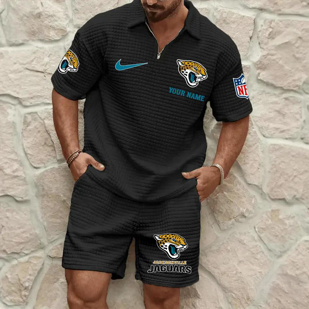 Jacksonville Jaguars Men’s Waffle Pattern Half Zipper Shirt And Shorts AZBT2DWSS000093