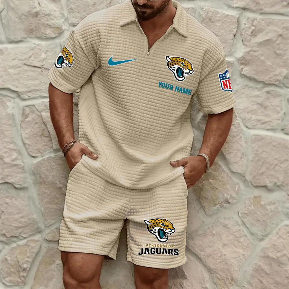 Jacksonville Jaguars Men’s Waffle Pattern Half Zipper Shirt And Shorts AZBT2DWSS000093