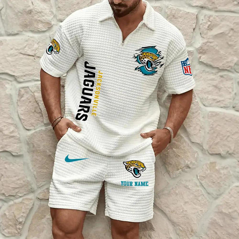 Jacksonville Jaguars Men’s Waffle Pattern Half Zipper Shirt And Shorts AZBT2DWSS000094
