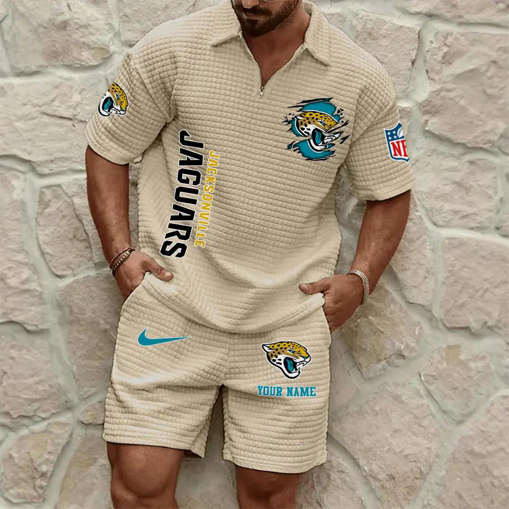 Jacksonville Jaguars Men’s Waffle Pattern Half Zipper Shirt And Shorts AZBT2DWSS000094