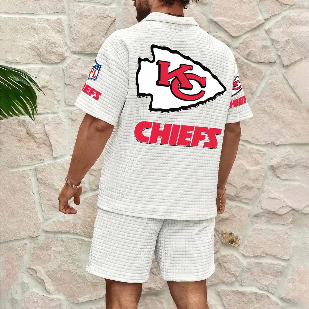 Kansas City Chiefs Men’s Waffle Pattern Half Zipper Shirt And Shorts AZBT2DWSS000095