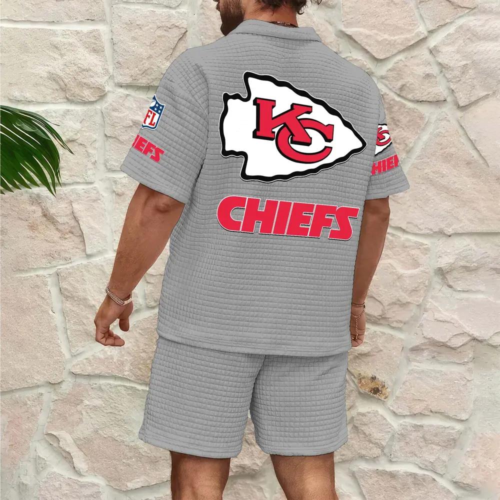 Kansas City Chiefs Men’s Waffle Pattern Half Zipper Shirt And Shorts AZBT2DWSS000095