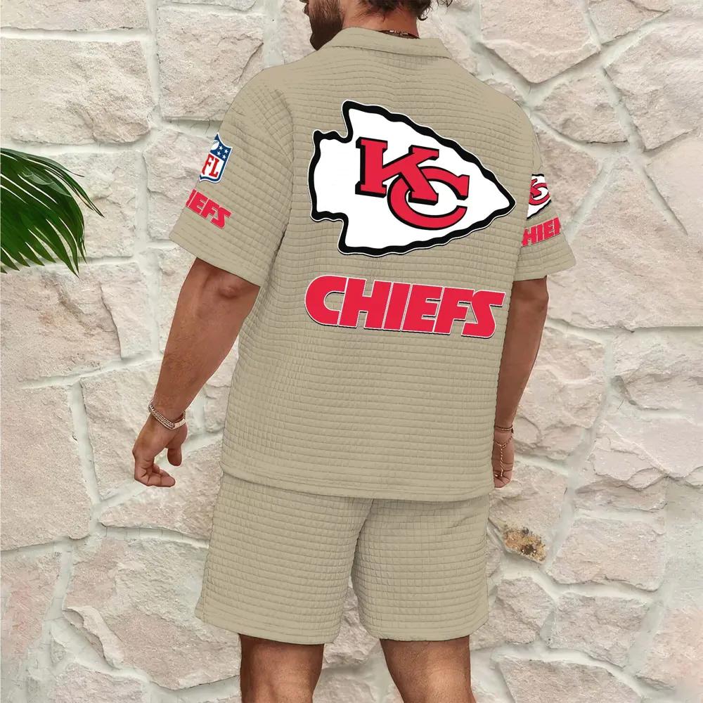 Kansas City Chiefs Men’s Waffle Pattern Half Zipper Shirt And Shorts AZBT2DWSS000095