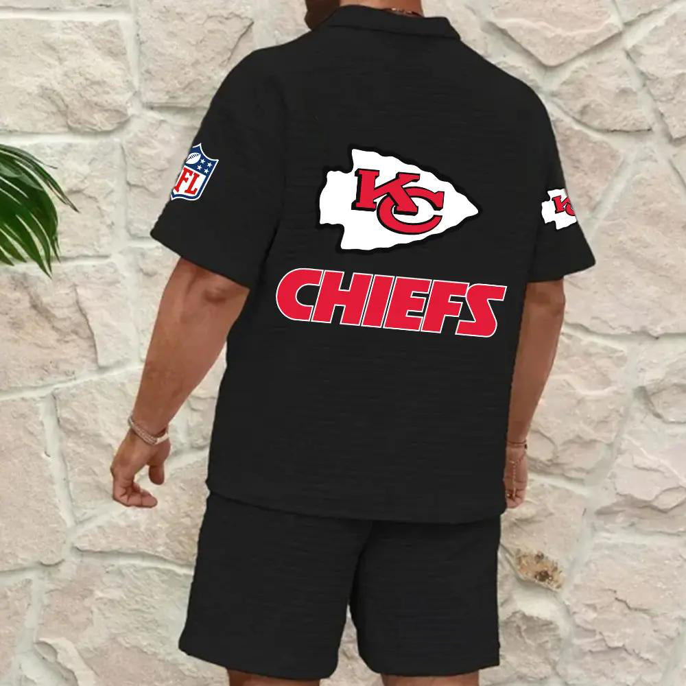 Kansas City Chiefs Men’s Waffle Pattern Half Zipper Shirt And Shorts AZBT2DWSS000097