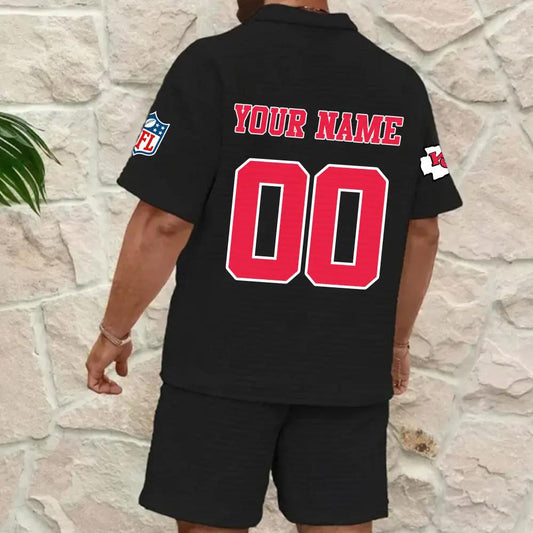 Kansas City Chiefs Men’s Waffle Pattern Half Zipper Shirt And Shorts AZBT2DWSS000098