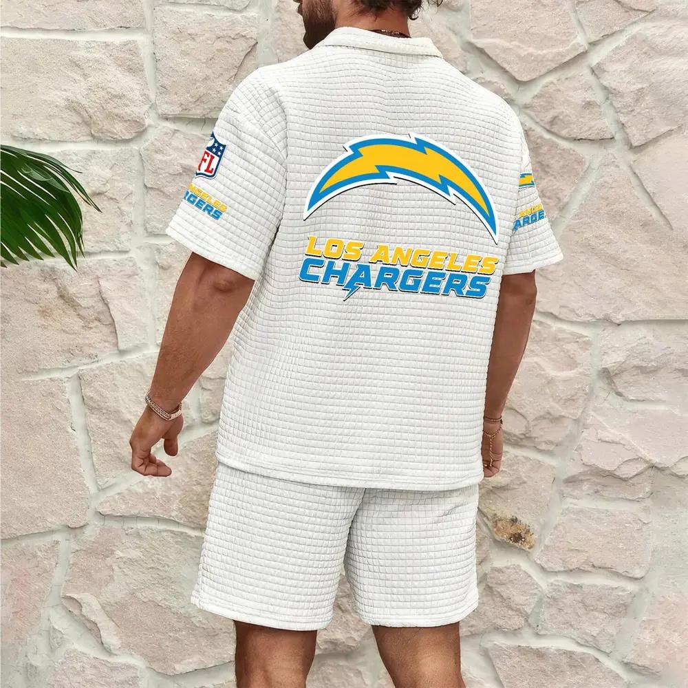 Los Angeles Chargers Men’s Waffle Pattern Half Zipper Shirt And Shorts AZBT2DWSS000106