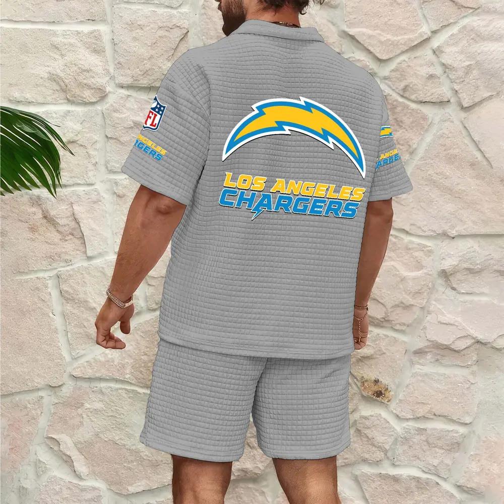 Los Angeles Chargers Men’s Waffle Pattern Half Zipper Shirt And Shorts AZBT2DWSS000106