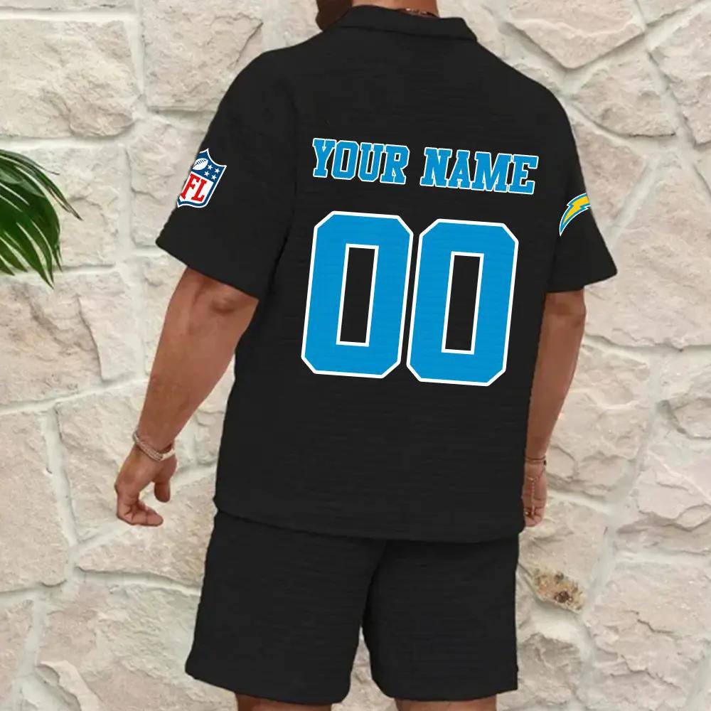 Los Angeles Chargers Men’s Waffle Pattern Half Zipper Shirt And Shorts AZBT2DWSS000109
