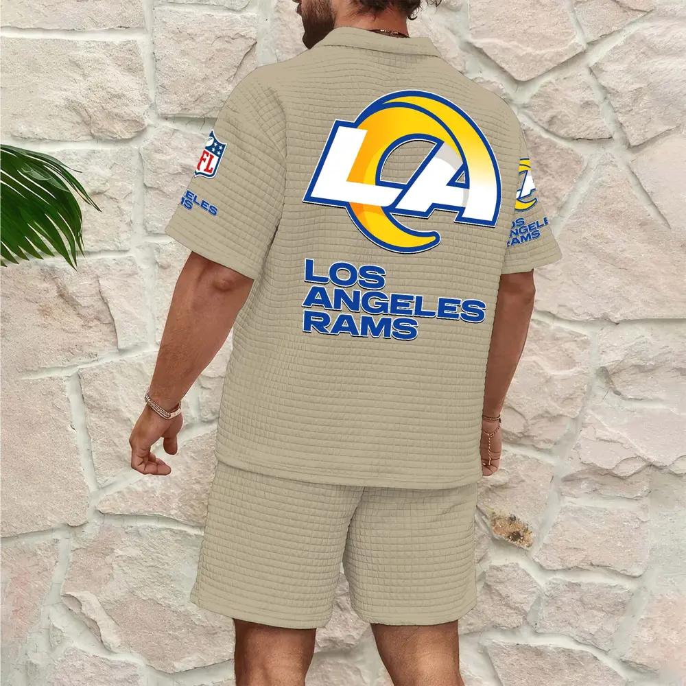 Los Angeles Rams Men’s Waffle Pattern Half Zipper Shirt And Shorts AZBT2DWSS000113