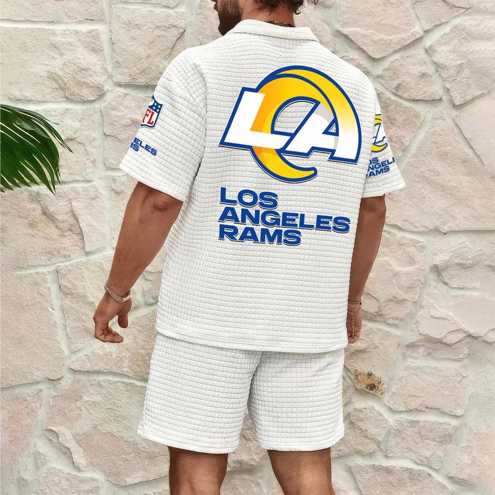 Los Angeles Rams Men’s Waffle Pattern Half Zipper Shirt And Shorts AZBT2DWSS000113