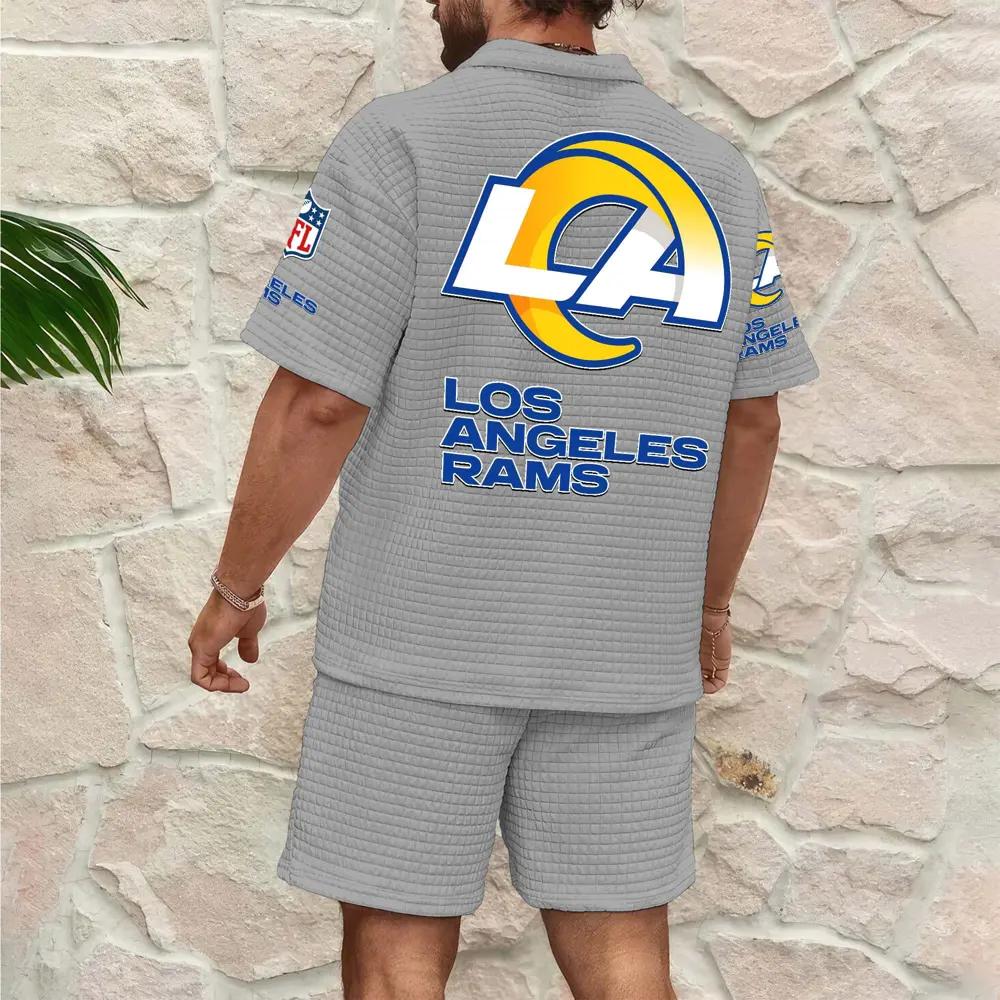 Los Angeles Rams Men’s Waffle Pattern Half Zipper Shirt And Shorts AZBT2DWSS000113