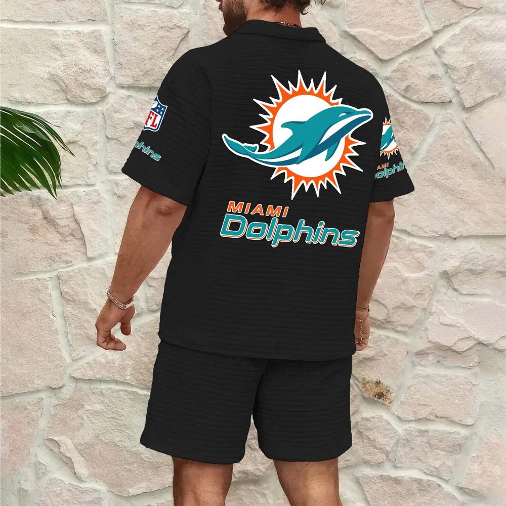 Miami Dolphins Men’s Waffle Pattern Half Zipper Shirt And Shorts AZBT2DWSS000118