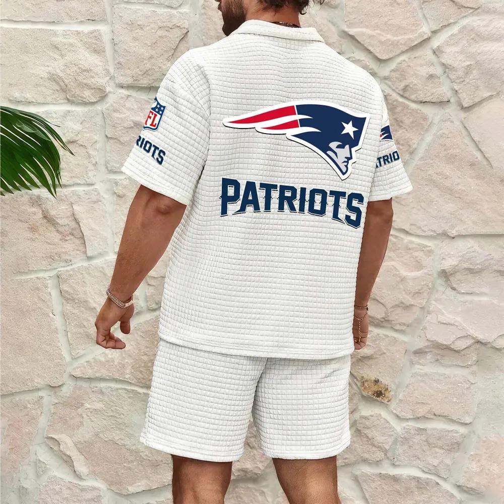 New England Patriots Men’s Waffle Pattern Half Zipper Shirt And Shorts AZBT2DWSS000133
