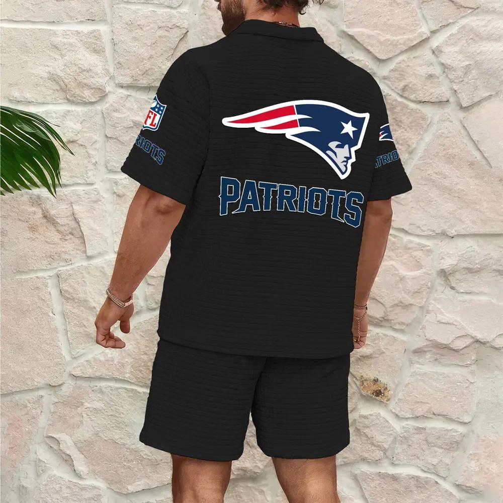 New England Patriots Men’s Waffle Pattern Half Zipper Shirt And Shorts AZBT2DWSS000133