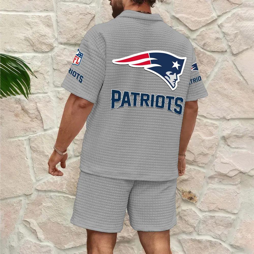 New England Patriots Men’s Waffle Pattern Half Zipper Shirt And Shorts AZBT2DWSS000133