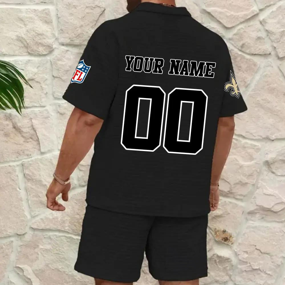 New Orleans Saints Men’s Waffle Pattern Half Zipper Shirt And Shorts AZBT2DWSS000142