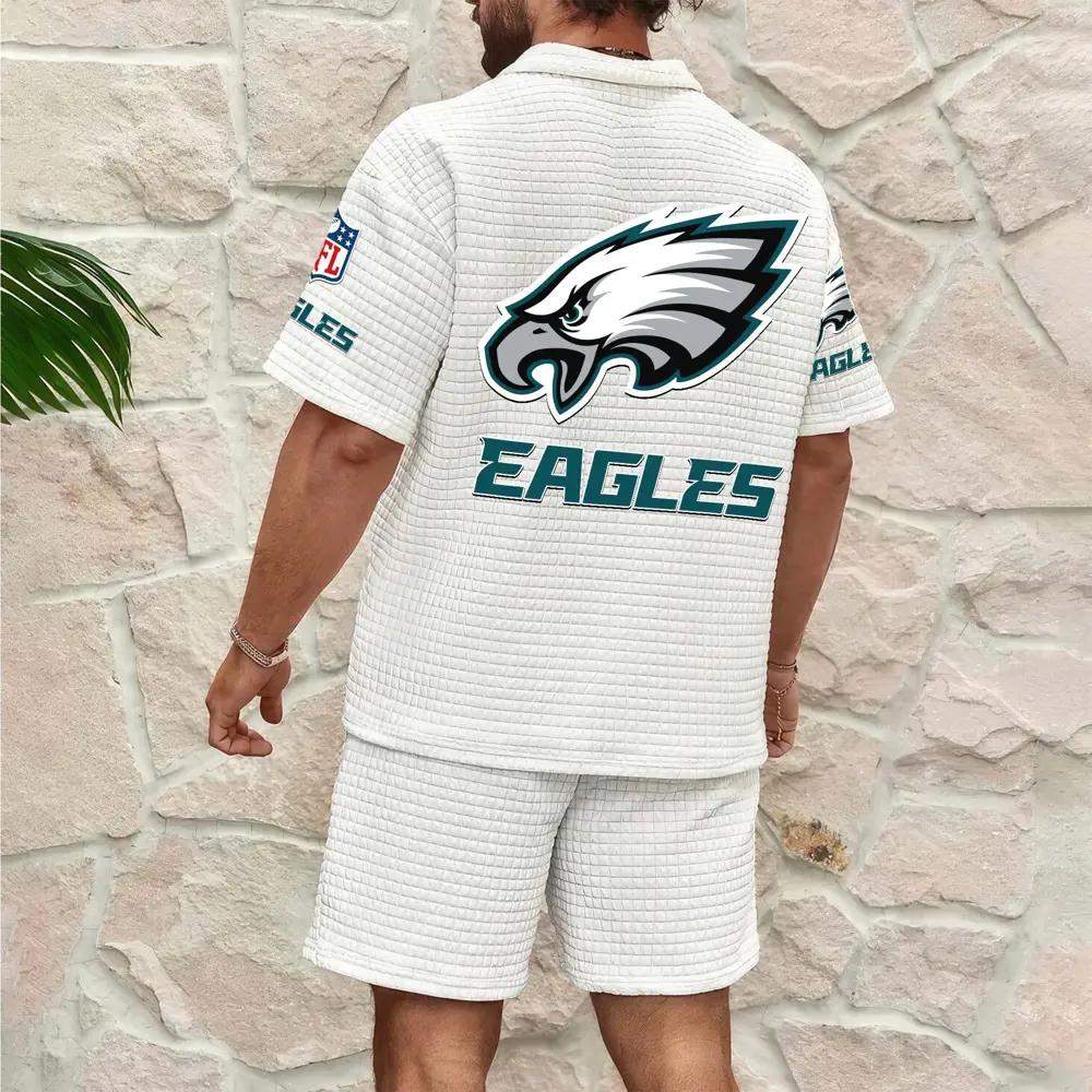 Philadelphia Eagles Men’s Waffle Pattern Half Zipper Shirt And Shorts AZBT2DWSS000158
