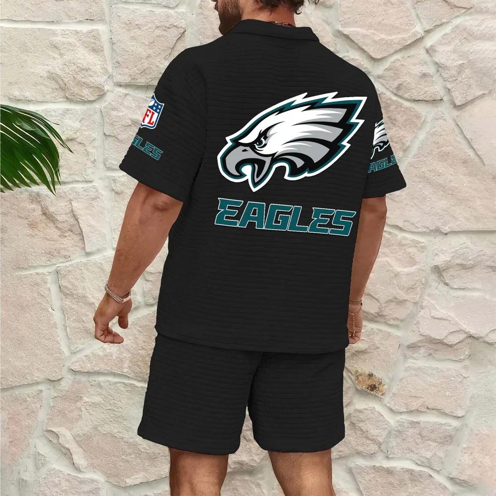 Philadelphia Eagles Men’s Waffle Pattern Half Zipper Shirt And Shorts AZBT2DWSS000158