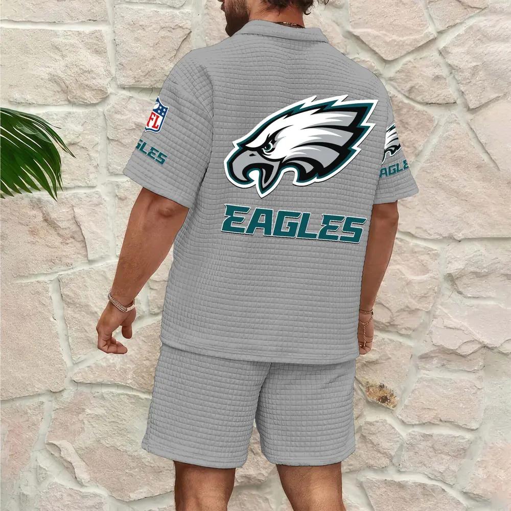 Philadelphia Eagles Men’s Waffle Pattern Half Zipper Shirt And Shorts AZBT2DWSS000158