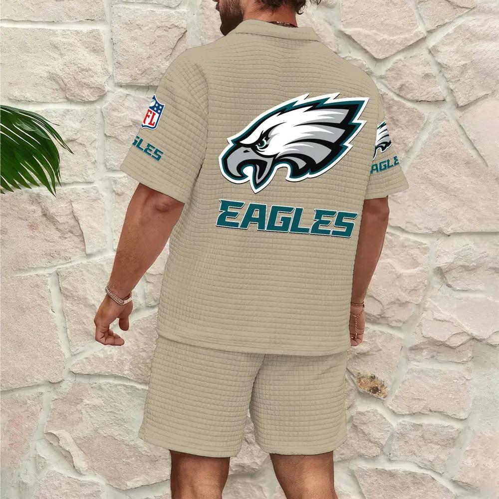 Philadelphia Eagles Men’s Waffle Pattern Half Zipper Shirt And Shorts AZBT2DWSS000158