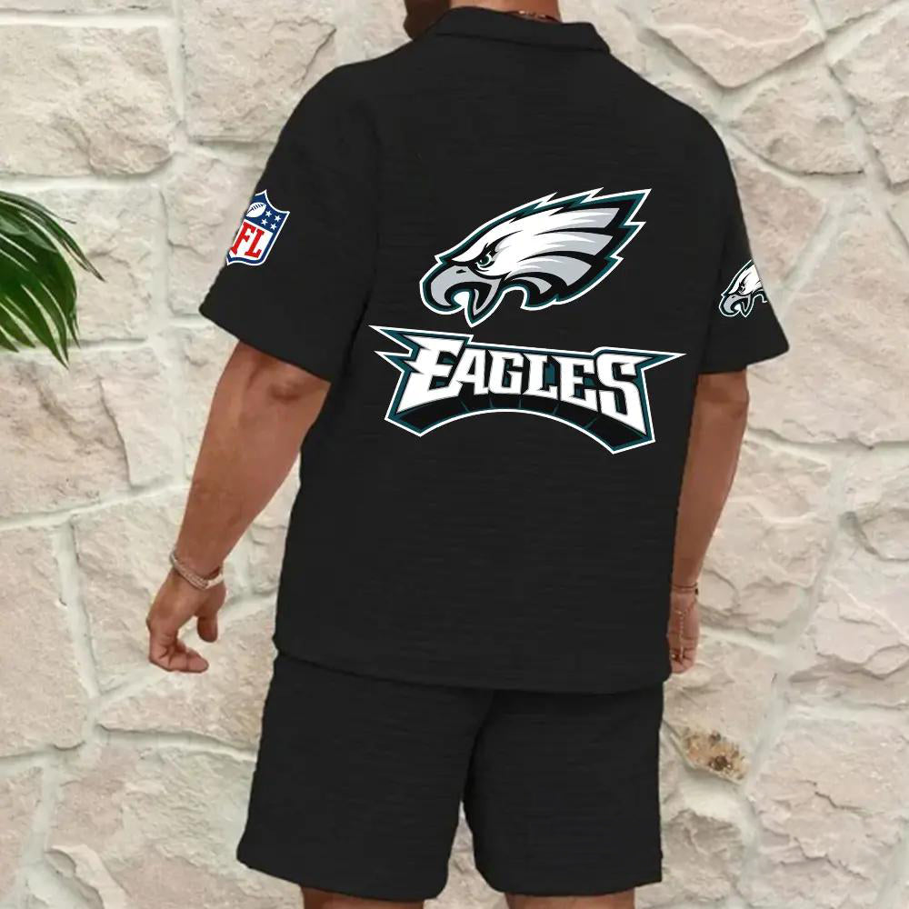 Philadelphia Eagles Men’s Waffle Pattern Half Zipper Shirt And Shorts AZBT2DWSS000160