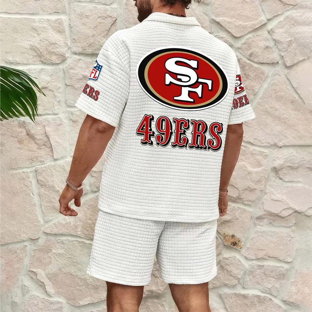 San Francisco 49ers Men’s Waffle Pattern Half Zipper Shirt And Shorts AZBT2DWSS000172