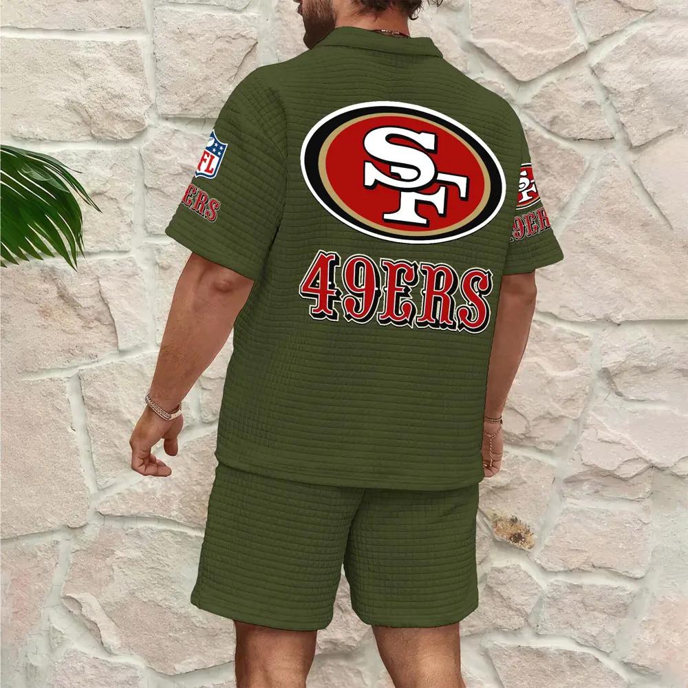 San Francisco 49ers Men’s Waffle Pattern Half Zipper Shirt And Shorts AZBT2DWSS000172