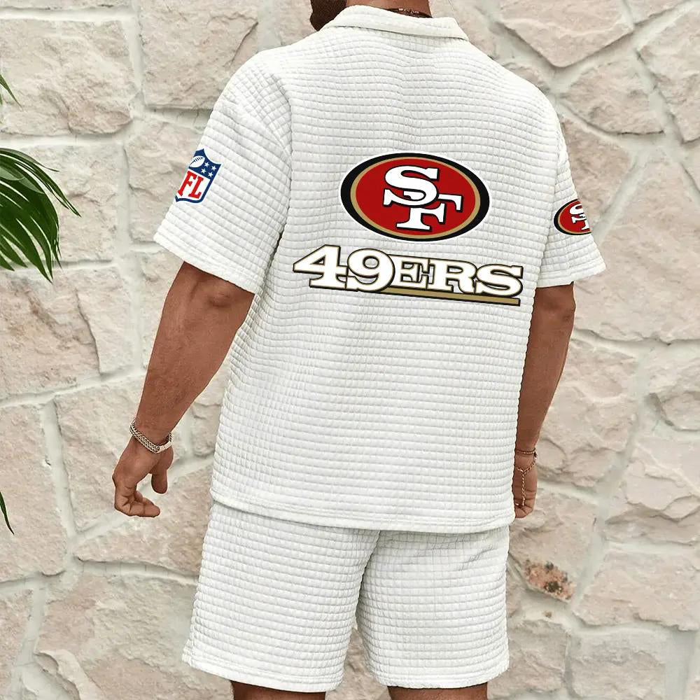 San Francisco 49ers Men’s Waffle Pattern Half Zipper Shirt And Shorts AZBT2DWSS000174
