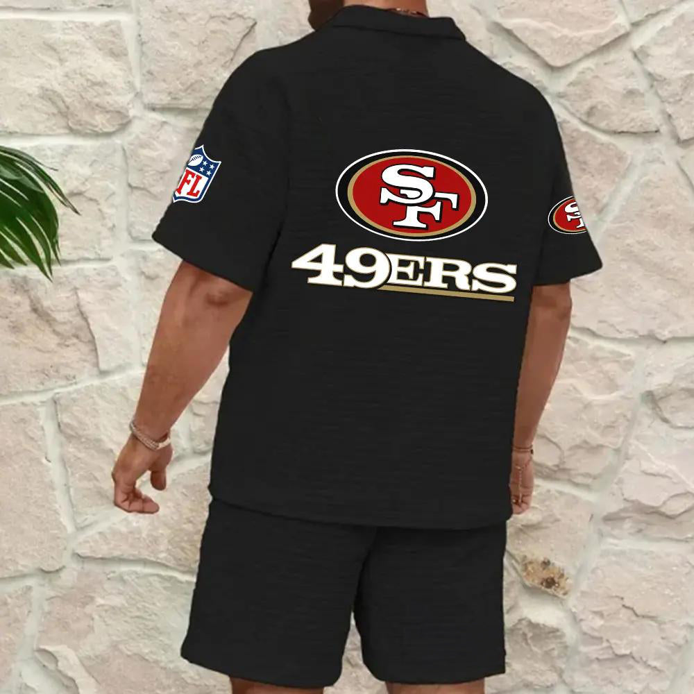 San Francisco 49ers Men’s Waffle Pattern Half Zipper Shirt And Shorts AZBT2DWSS000174
