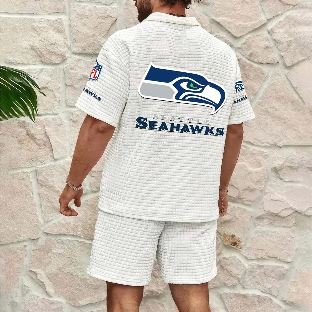 Seattle Seahawks Men’s Waffle Pattern Half Zipper Shirt And Shorts AZBT2DWSS000178