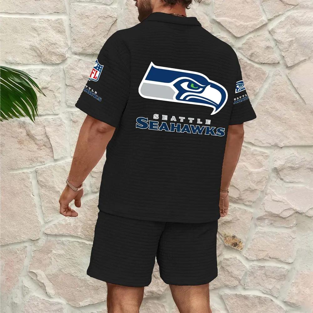 Seattle Seahawks Men’s Waffle Pattern Half Zipper Shirt And Shorts AZBT2DWSS000178