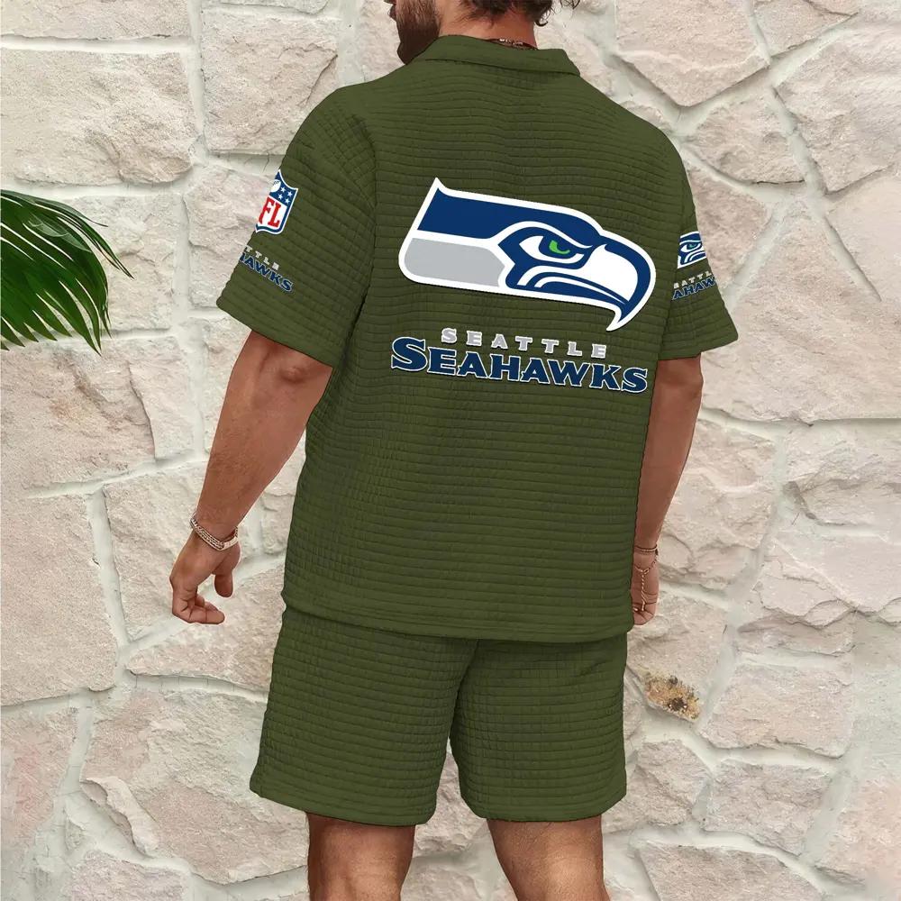 Seattle Seahawks Men’s Waffle Pattern Half Zipper Shirt And Shorts AZBT2DWSS000178