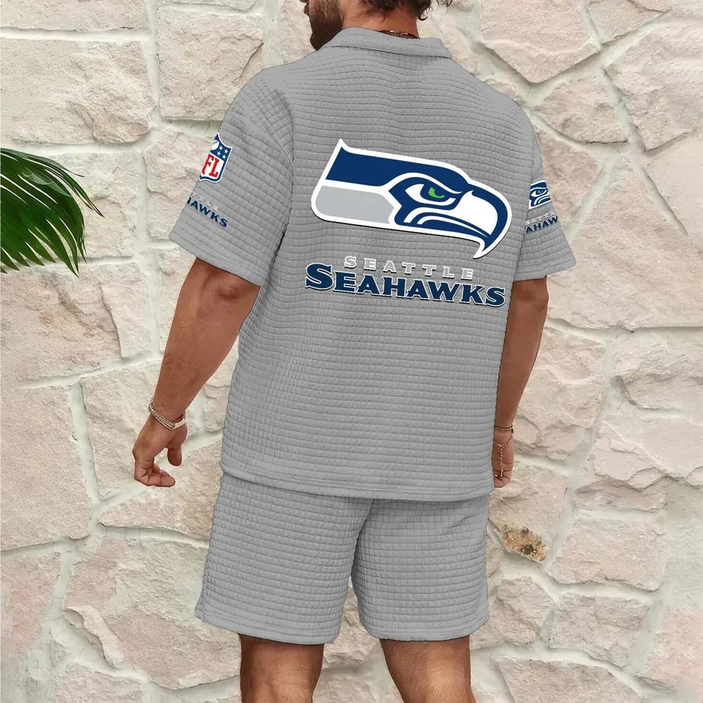 Seattle Seahawks Men’s Waffle Pattern Half Zipper Shirt And Shorts AZBT2DWSS000178