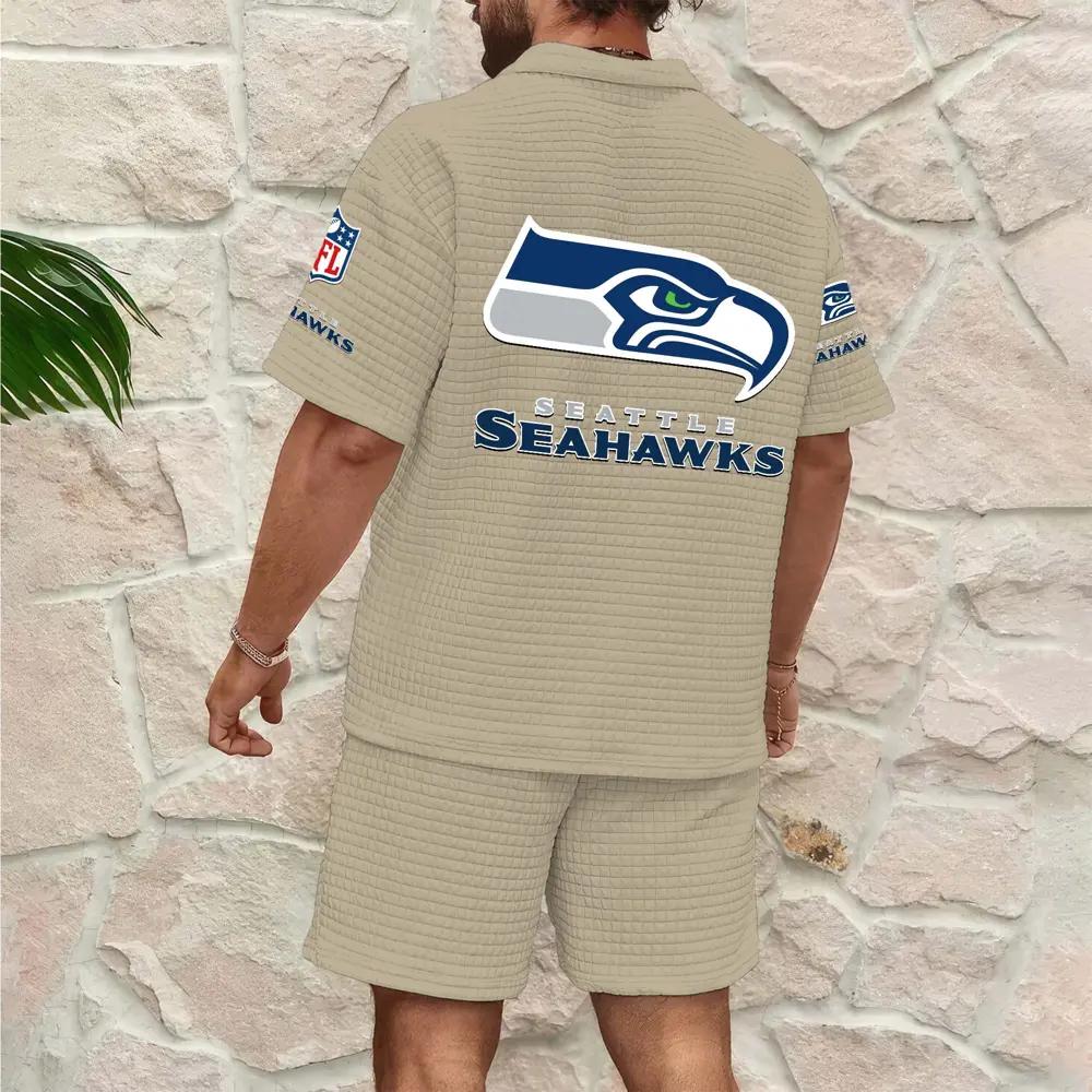 Seattle Seahawks Men’s Waffle Pattern Half Zipper Shirt And Shorts AZBT2DWSS000178