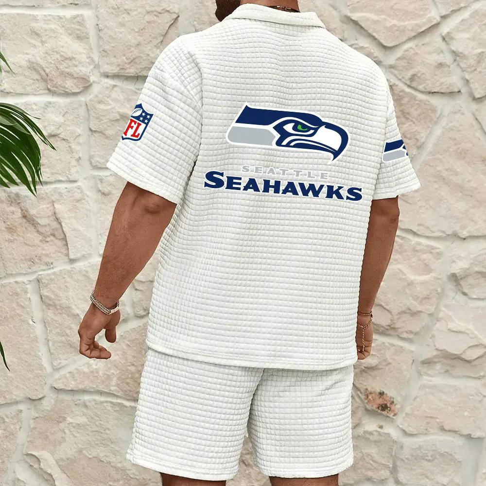 Seattle Seahawks Men’s Waffle Pattern Half Zipper Shirt And Shorts AZBT2DWSS000180
