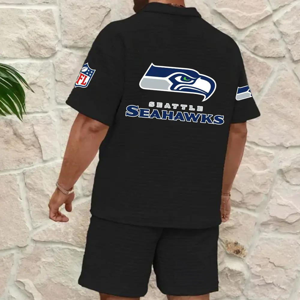 Seattle Seahawks Men’s Waffle Pattern Half Zipper Shirt And Shorts AZBT2DWSS000180