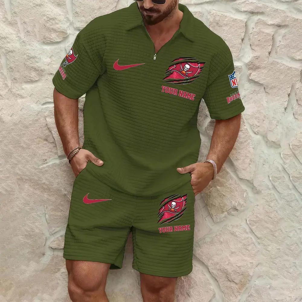 Tampa Bay Buccaneers Men’s Waffle Pattern Half Zipper Shirt And Shorts AZBT2DWSS000183