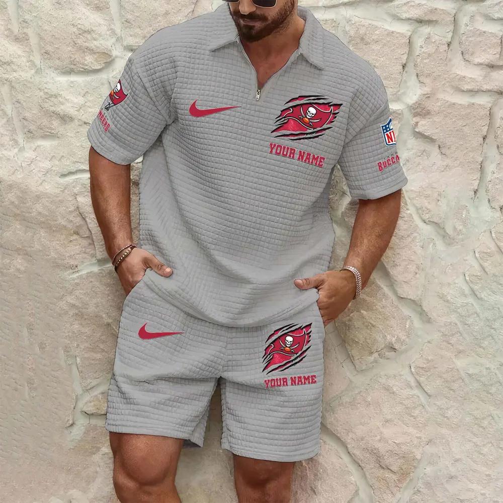 Tampa Bay Buccaneers Men’s Waffle Pattern Half Zipper Shirt And Shorts AZBT2DWSS000183