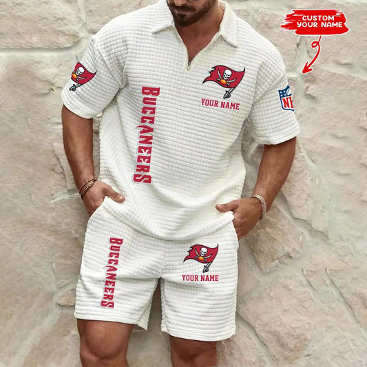 Tampa Bay Buccaneers Men’s Waffle Pattern Half Zipper Shirt And Shorts AZBT2DWSS000184